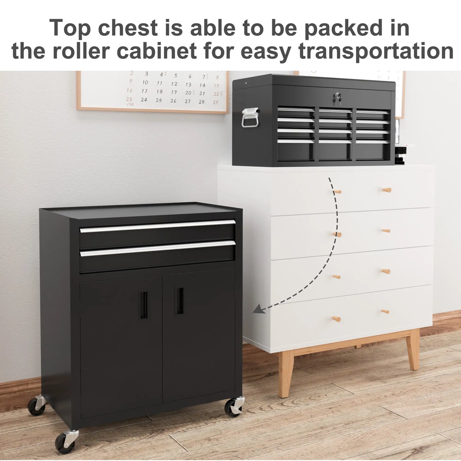6-Drawer Rolling Tool Chest, Lockable Storage Cabinet with Hooks, Black Tool Organizers at Gallery Canada