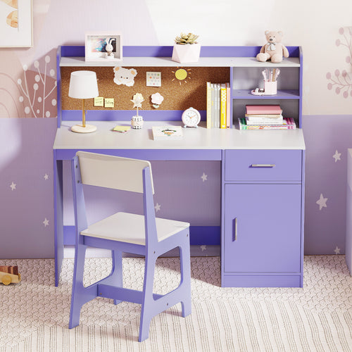 Kids Study Desk and Chair Set Student Table and Chair, Purple