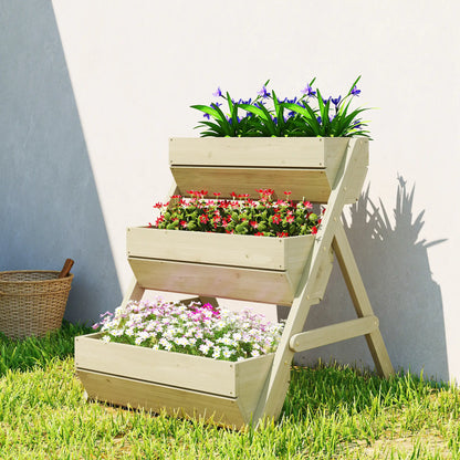 3 Tier Elevated Planter Box, Wooden Raised Garden Bed, 26" x 30" x 30", Green Elevated Garden Beds at Gallery Canada