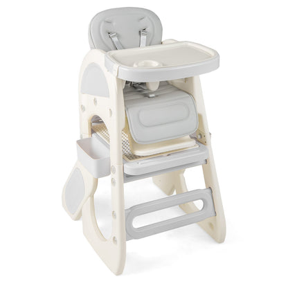 Convertible Baby High Chair with Double-layer Tray and Adjustable Backrest-Grey, Gray High Chairs Gray at Gallery Canada