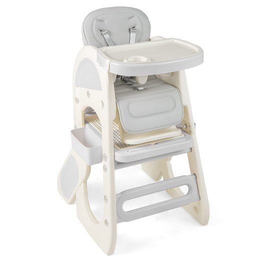 Convertible Baby High Chair with Double-layer Tray and Adjustable Backrest-Grey, Gray High Chairs Gray at Gallery Canada