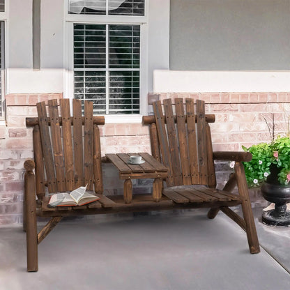 Carbonized Wood Adirondack Patio Chair Bench With Coffee Table Outdoor Benches at Gallery Canada