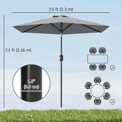 Outdoor Patio Sun Umbrella, 6 Ribs, Light Grey Patio Umbrellas at Gallery Canada