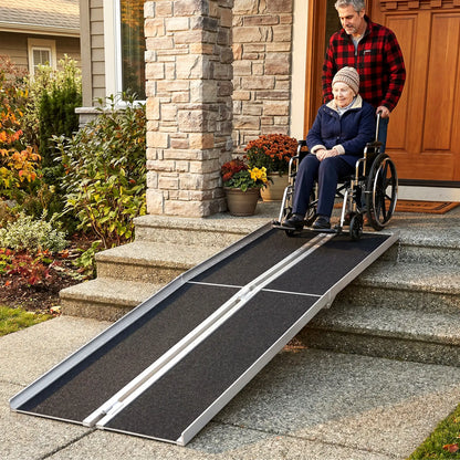 10ft Foldable Wheelchair Ramp, Non-Skid, Portable Aluminium Knee Walker & Wheelchair Ramps at Gallery Canada