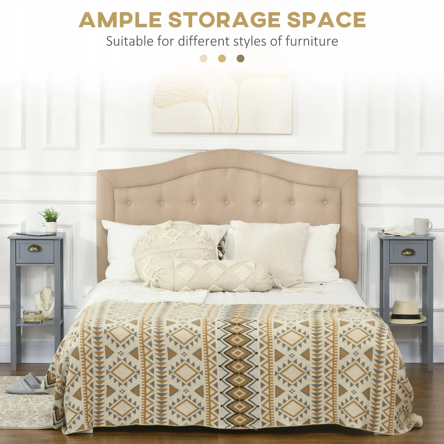 Narrow Side Table Set of 2, 2 Tier with Drawer, Shelf, Grey Side Tables at Gallery Canada