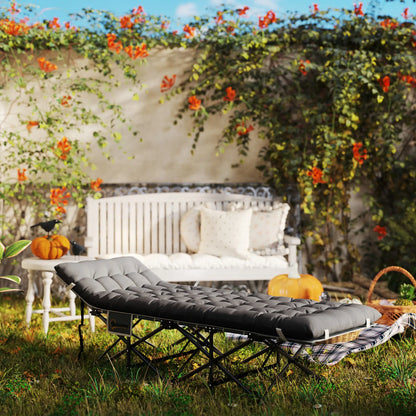 26.8" Wide Folding Bed, Camping Cot with Mattress, Carry Bag, 330 LBS, Dark Grey Camping Cots at Gallery Canada
