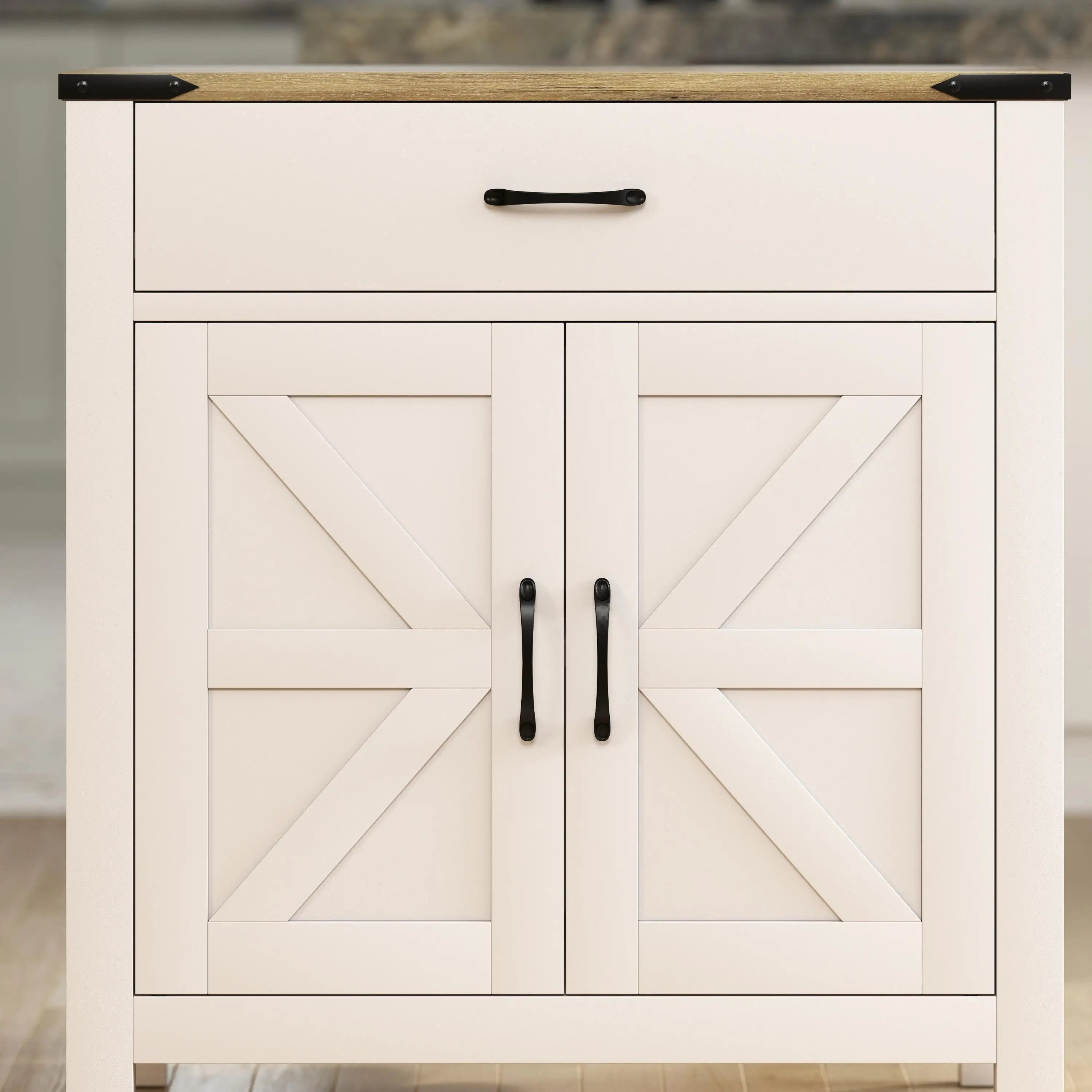 Farmhouse Buffet Cabinet, 1 Drawer, Storage Cabinet, Adjustable Shelf, White Bar Cabinets at Gallery Canada
