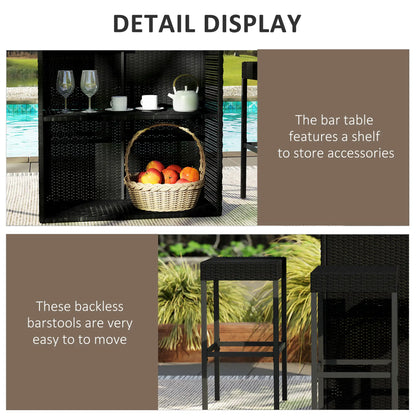 5-Piece Patio Bar Set, Outdoor PE Rattan Table and Chairs, Black Bistro Sets at Gallery Canada
