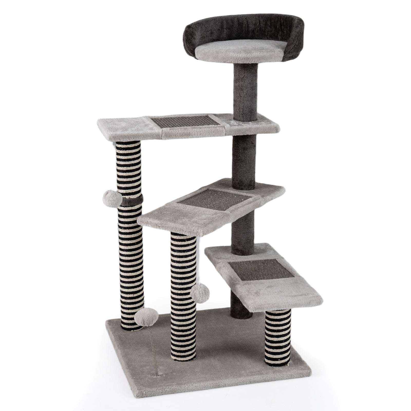 93 CM Tall Cat Tree Kitten Tower with Sisal and Jute Scratching Posts, Gray Cat Trees Condos & Scratchers Gray at Gallery Canada