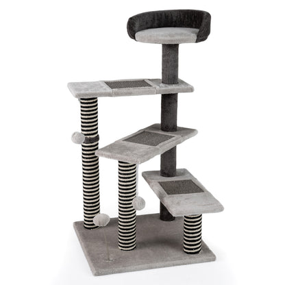 93 CM Tall Cat Tree Kitten Tower with Sisal and Jute Scratching Posts, Gray Cat Trees Condos & Scratchers Gray at Gallery Canada