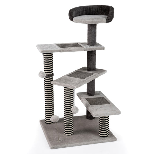 93 CM Tall Cat Tree Kitten Tower with Sisal and Jute Scratching Posts, Gray Cat Trees Condos & Scratchers Gray at Gallery Canada