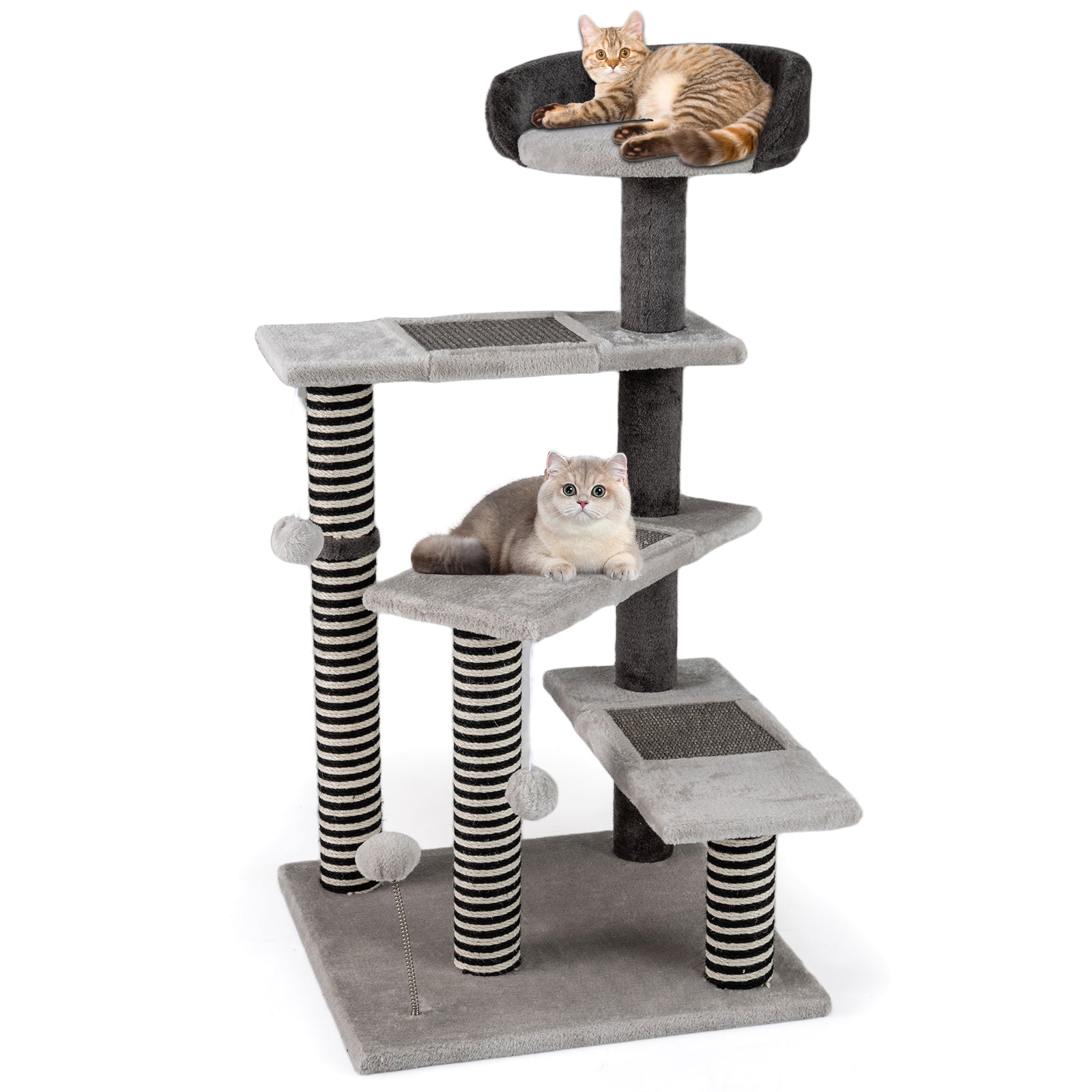 93 CM Tall Cat Tree Kitten Tower with Sisal and Jute Scratching Posts, Gray Cat Trees Condos & Scratchers at Gallery Canada