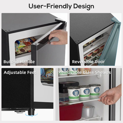 7.0 Cu.Ft Upright Freezer, 6 Adjustable Shelves, Reversible Door, Silver Small Kitchen Appliances at Gallery Canada