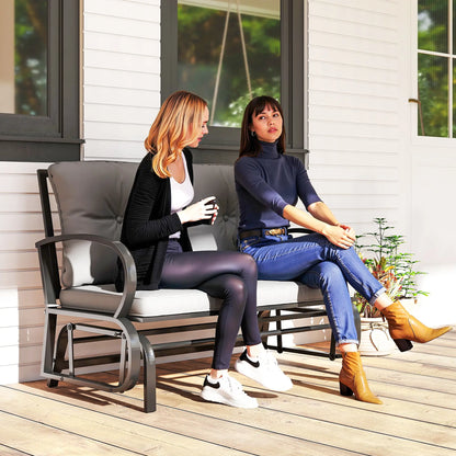 2-Person Outdoor Glider Chair, Steel Frame, Cushions, Grey Outdoor Gliders at Gallery Canada