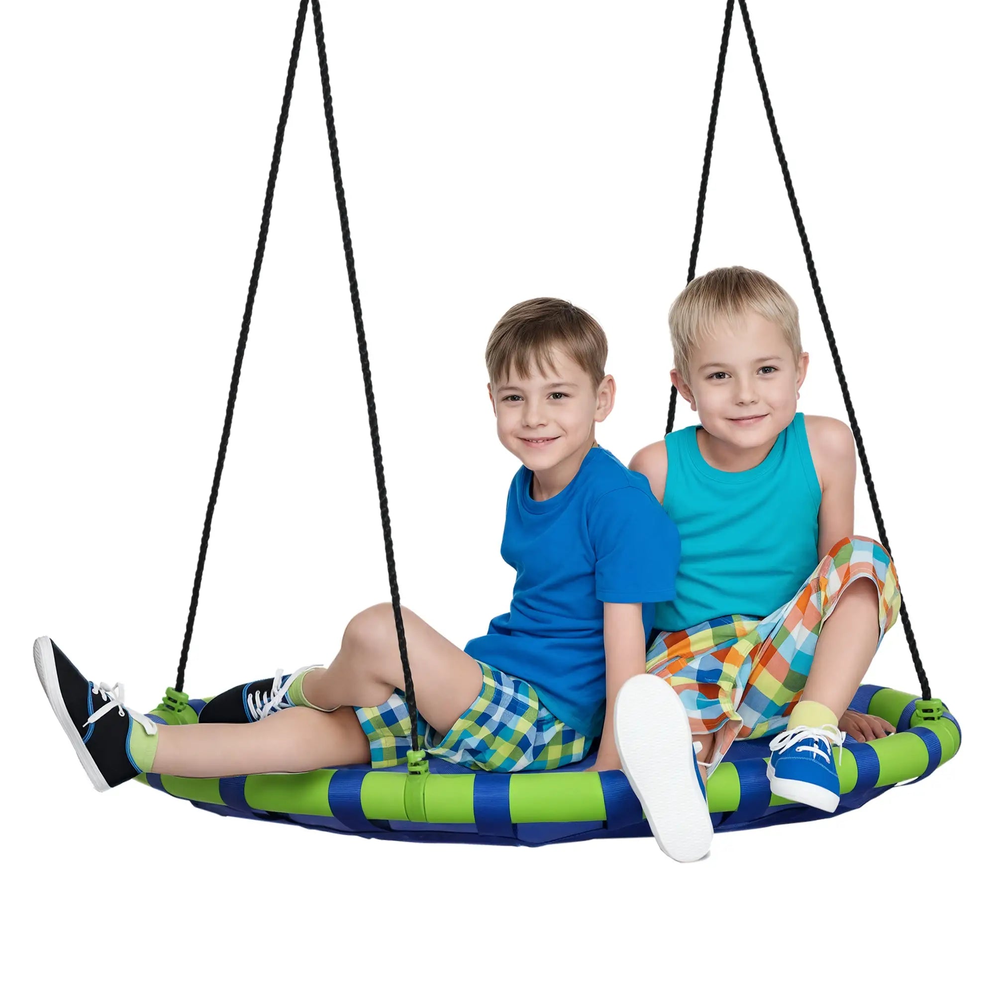 40 Inch Saucer Tree Swing, Adjustable Ropes, Steel Frame, 330lbs Capacity, Blue Gym Sets & Swings at Gallery Canada