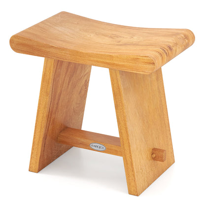 19.5 Inch Teak Shower Bench with Curved Seat for Shaving Legs, Natural Bath Safety Natural at Gallery Canada