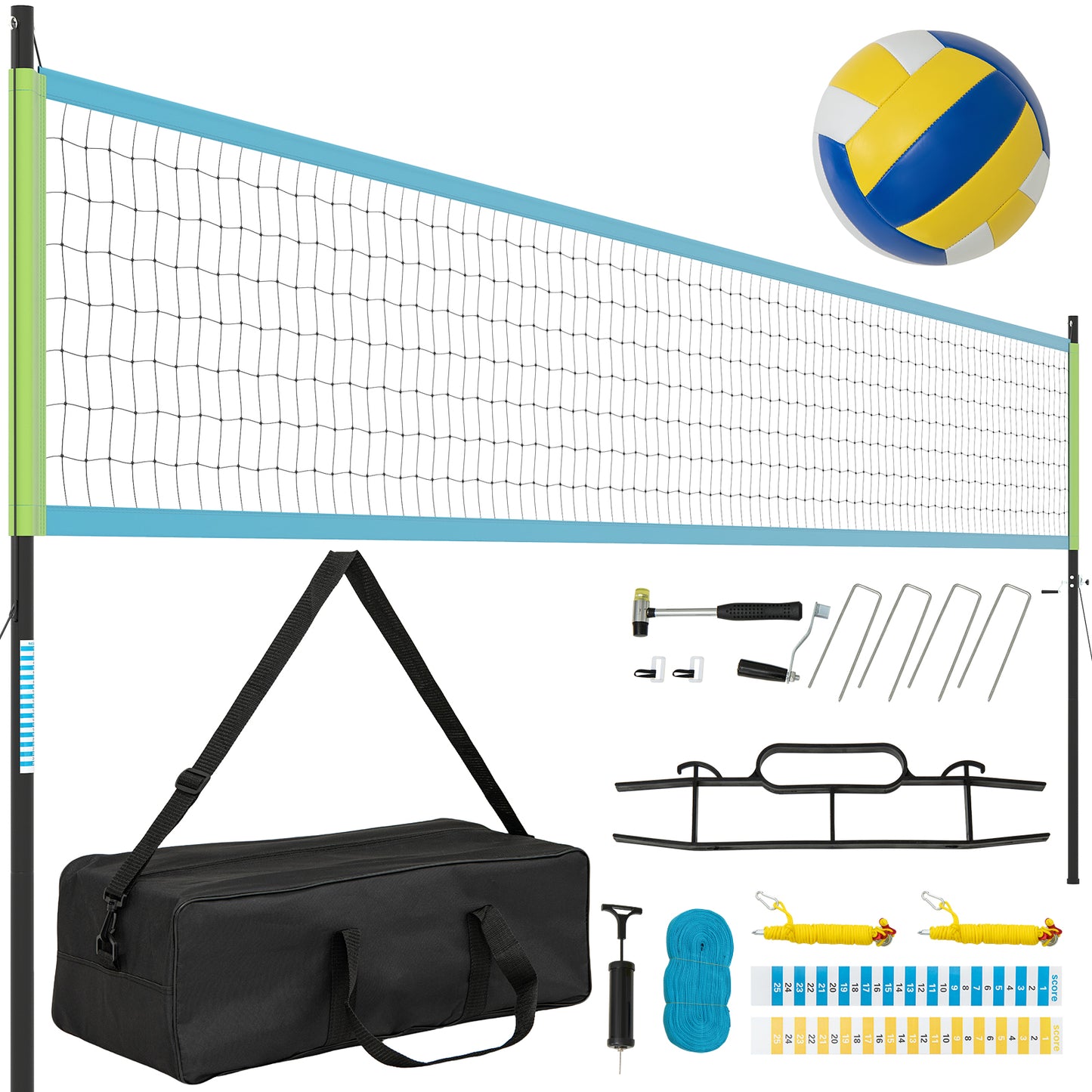 Portable Outdoor Volleyball Net Set Heavy-Duty Volleyball Net System, Green Sport Equipments at Gallery Canada