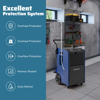 154 Pints Commercial Dehumidifier with Pump and Drain Hoses, Blue Dehumidifiers at Gallery Canada