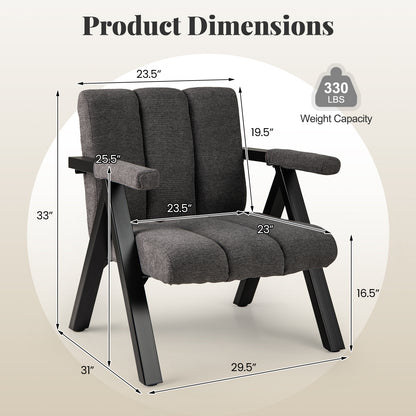 Oversized Accent Chair with Metal Frame and Armrests, Gray Accent Chairs at Gallery Canada