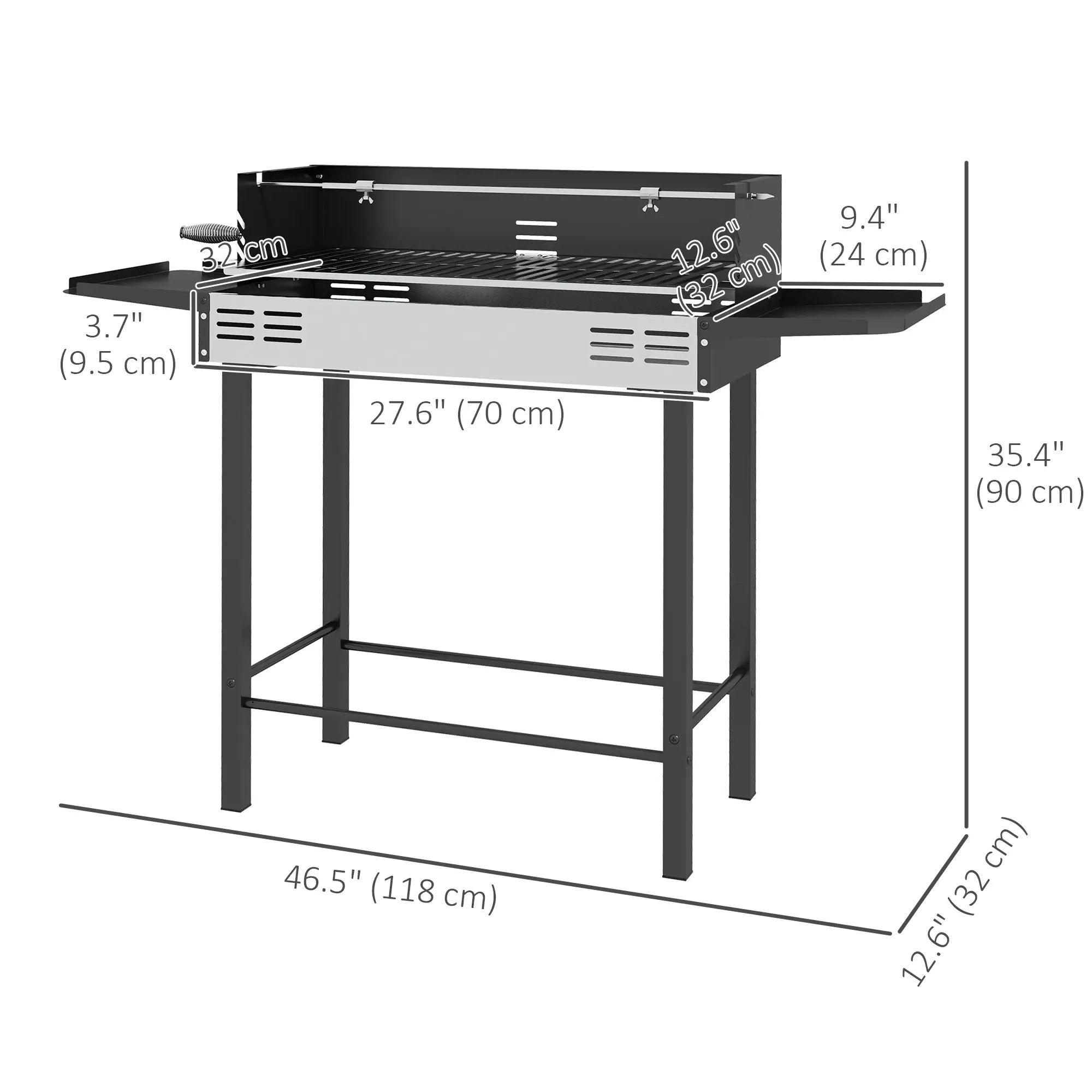 Charcoal Rotisserie Grill, 3-Level Grate, Storage Shelves, Stainless Steel Charcoal BBQ Grils at Gallery Canada