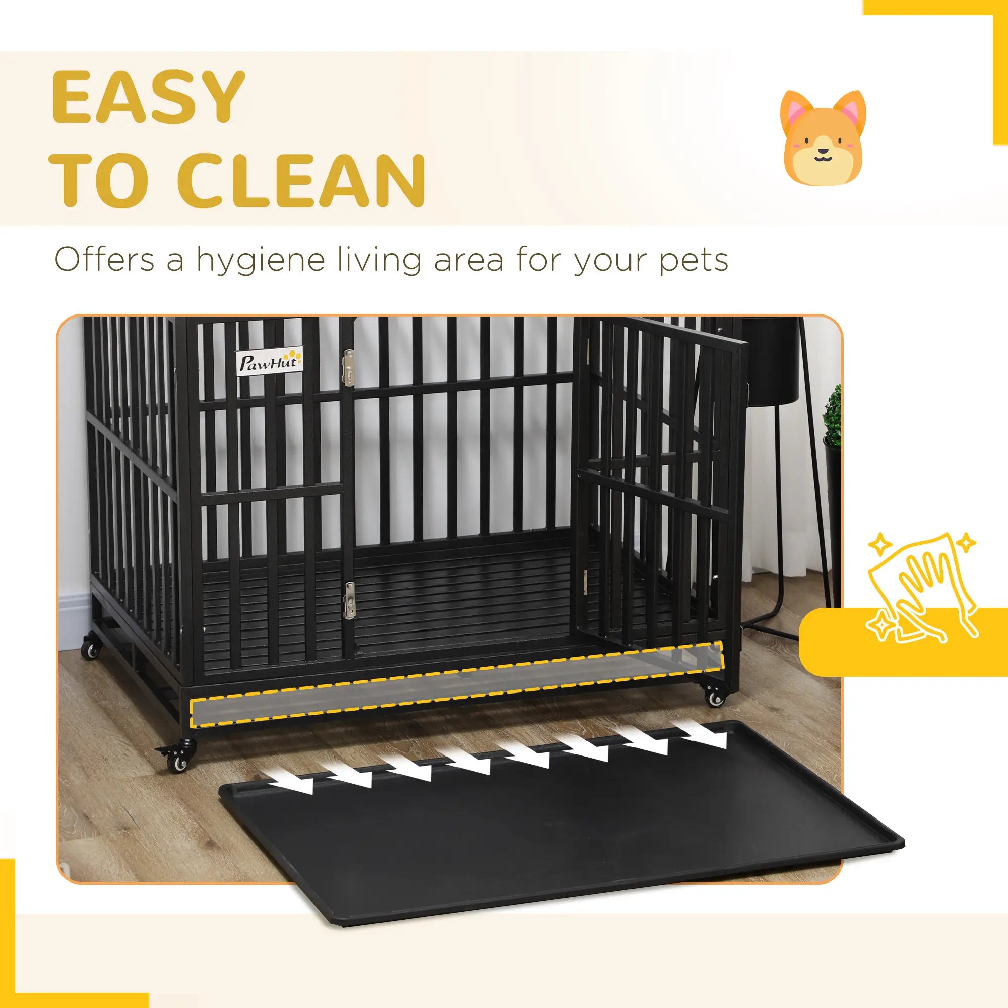 44 Heavy Duty Steel Dog Crate, Pet Cage with Wheels, Black Houses, Kennels & Pens at Gallery Canada