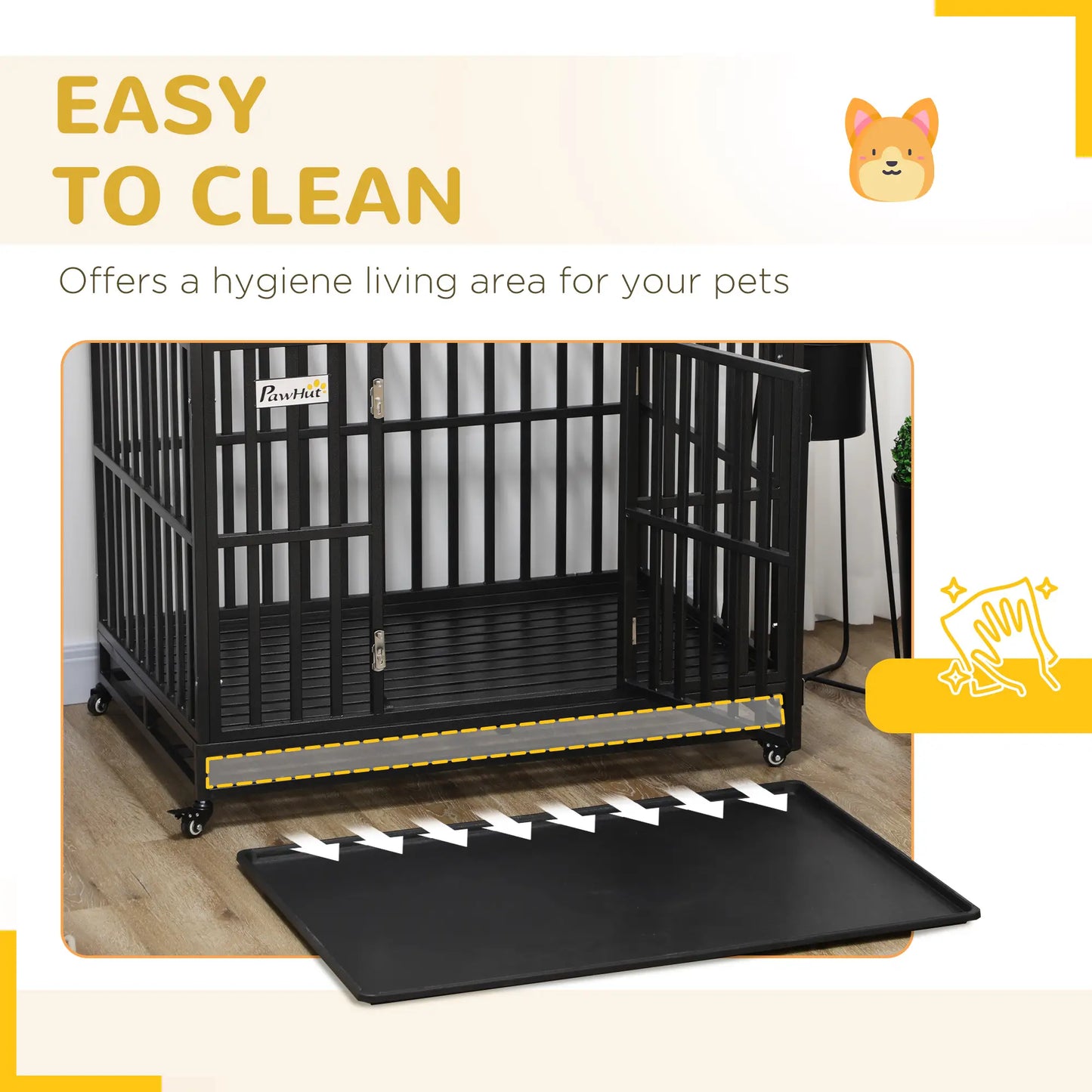 44 Heavy Duty Steel Dog Crate, Pet Cage with Wheels, Black Houses, Kennels & Pens at Gallery Canada