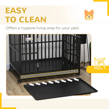 44 Heavy Duty Steel Dog Crate, Pet Cage with Wheels, Black Houses, Kennels & Pens at Gallery Canada