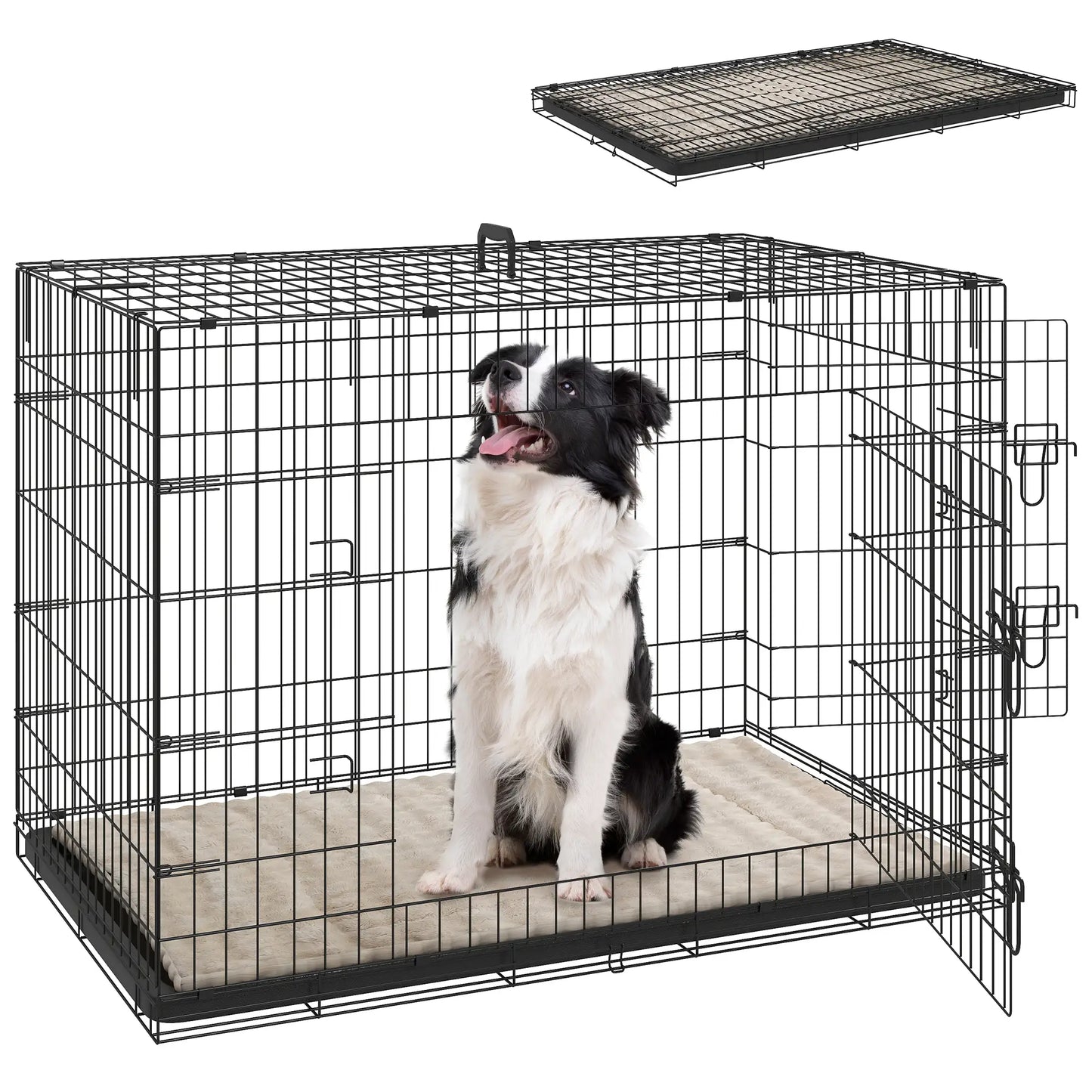 41" Folding Metal Dog Crate, 2 Doors, Removable Tray, Black Houses, Kennels & Pens at Gallery Canada