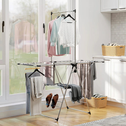 Foldable Stainless Steel Clothes Drying Rack, Adjustable Gullwings, Silver Bath Accessories at Gallery Canada
