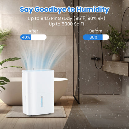 94.5 Pints Dehumidifier with 24H Timer and LED Display, White Dehumidifiers at Gallery Canada