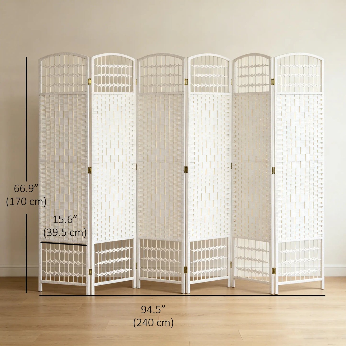 6 Panel Folding Room Divider, Portable Privacy Screen, White Room Dividers at Gallery Canada