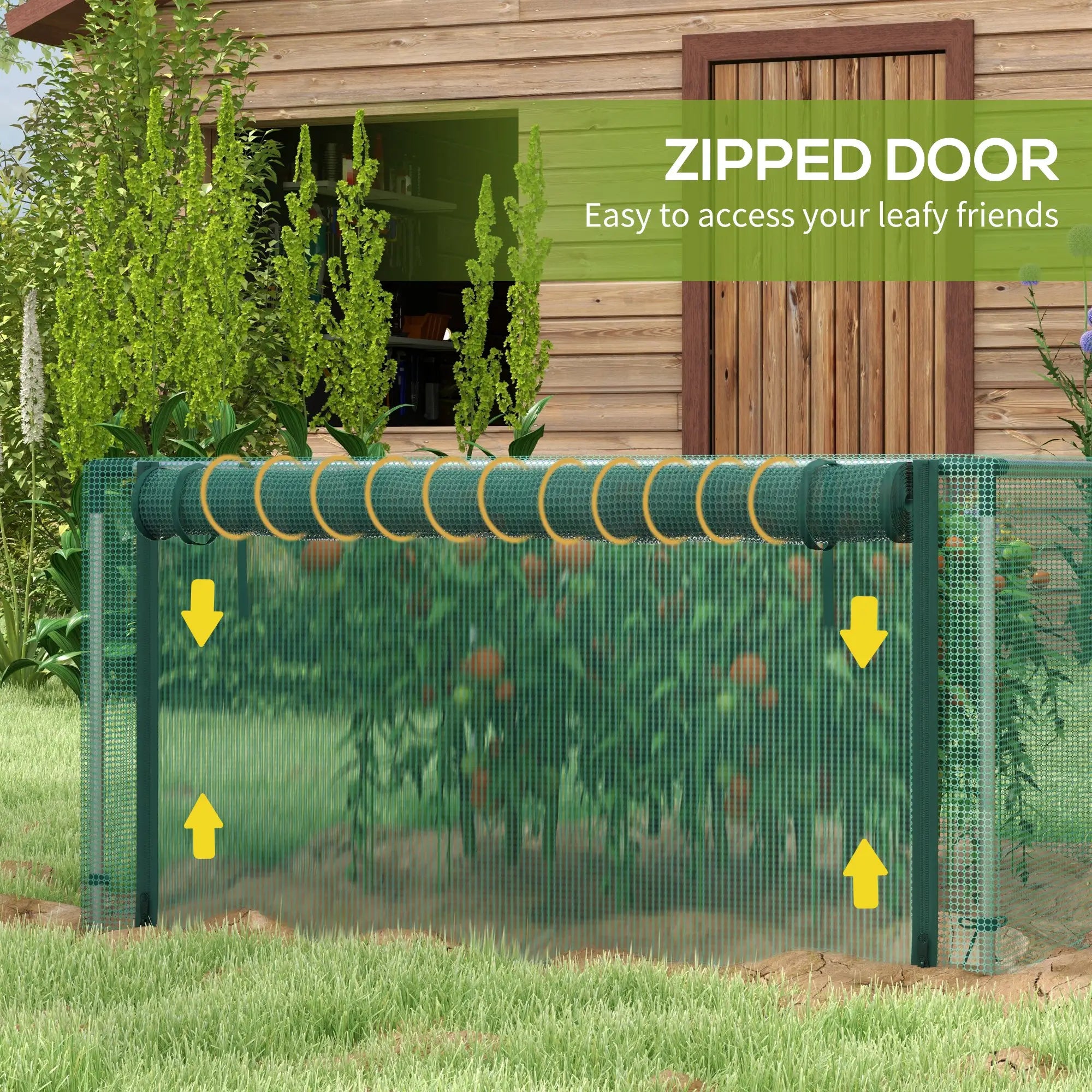 Plant Protection Cage, 12.2' x 4.1', Galvanised Steel Frame, Zipper Roll-Up Door Greenhouses at Gallery Canada