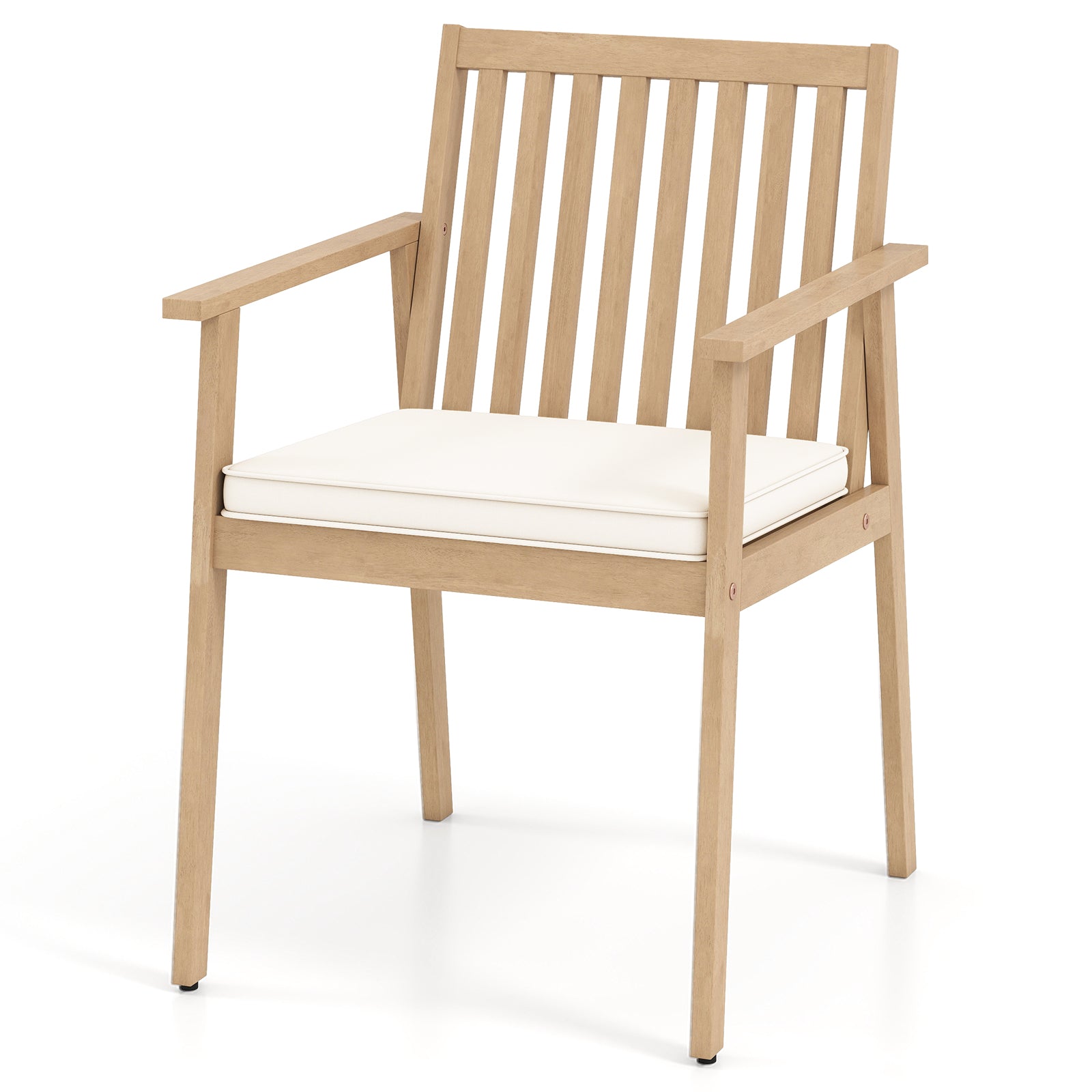 2 Pieces Patio Dining Chairs Outdoor Acacia Wood Chairs with Removable Padded Cushion, Oak Patio Dining Chairs at Gallery Canada