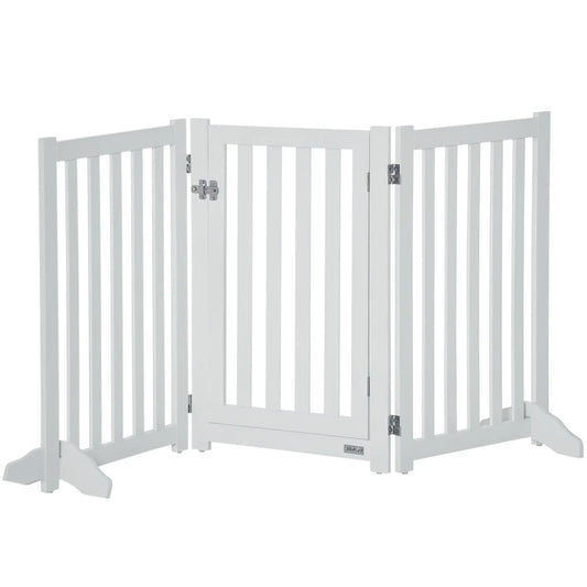 31.5"H Foldable Dog Gate with Door, 3 Panels, White Houses, Kennels & Pens White at Gallery Canada