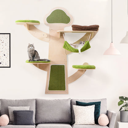 Wall-Mounted Cat Tower Cat Wall Shelves Furniture with Bed, Green Cat Trees Condos & Scratchers at Gallery Canada