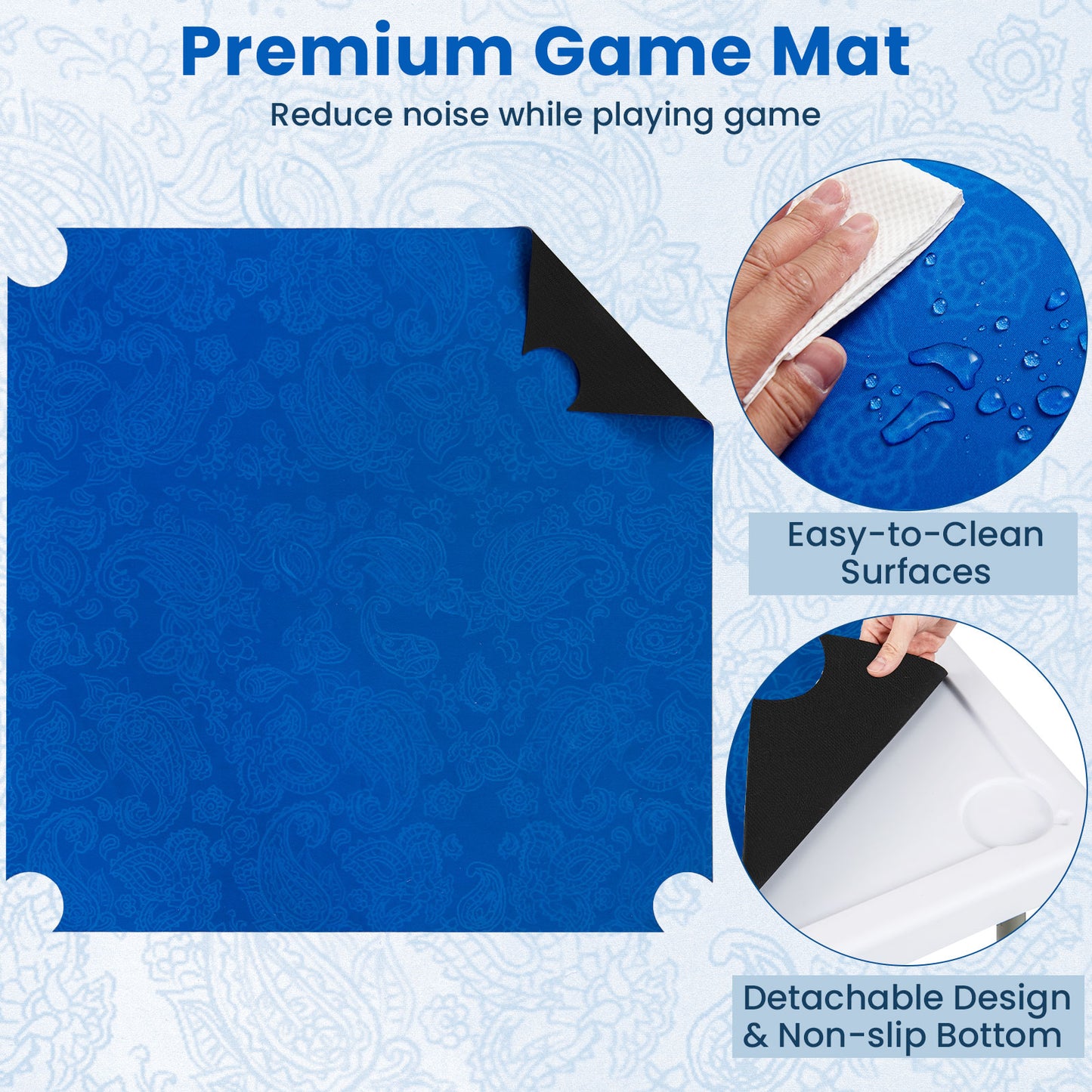 35 Inch 4 Player Game Card Folding Mahjong Table with Cup Holders, Navy Game Room at Gallery Canada