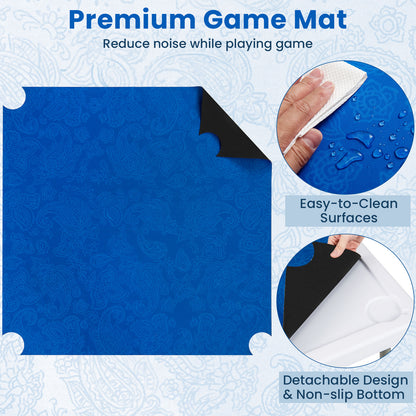 35 Inch 4 Player Game Card Folding Mahjong Table with Cup Holders, Navy Game Room at Gallery Canada