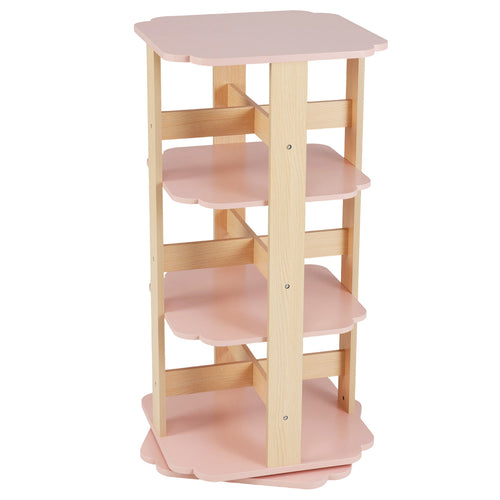 3-Tier Corner Toddler Book Rack, 12 Sectors, Pink