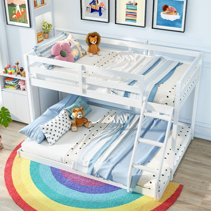 Twin Over Full Bunk Bed Low Floor Bunk Bed Frame, White Bunk Bed Frame at Gallery Canada