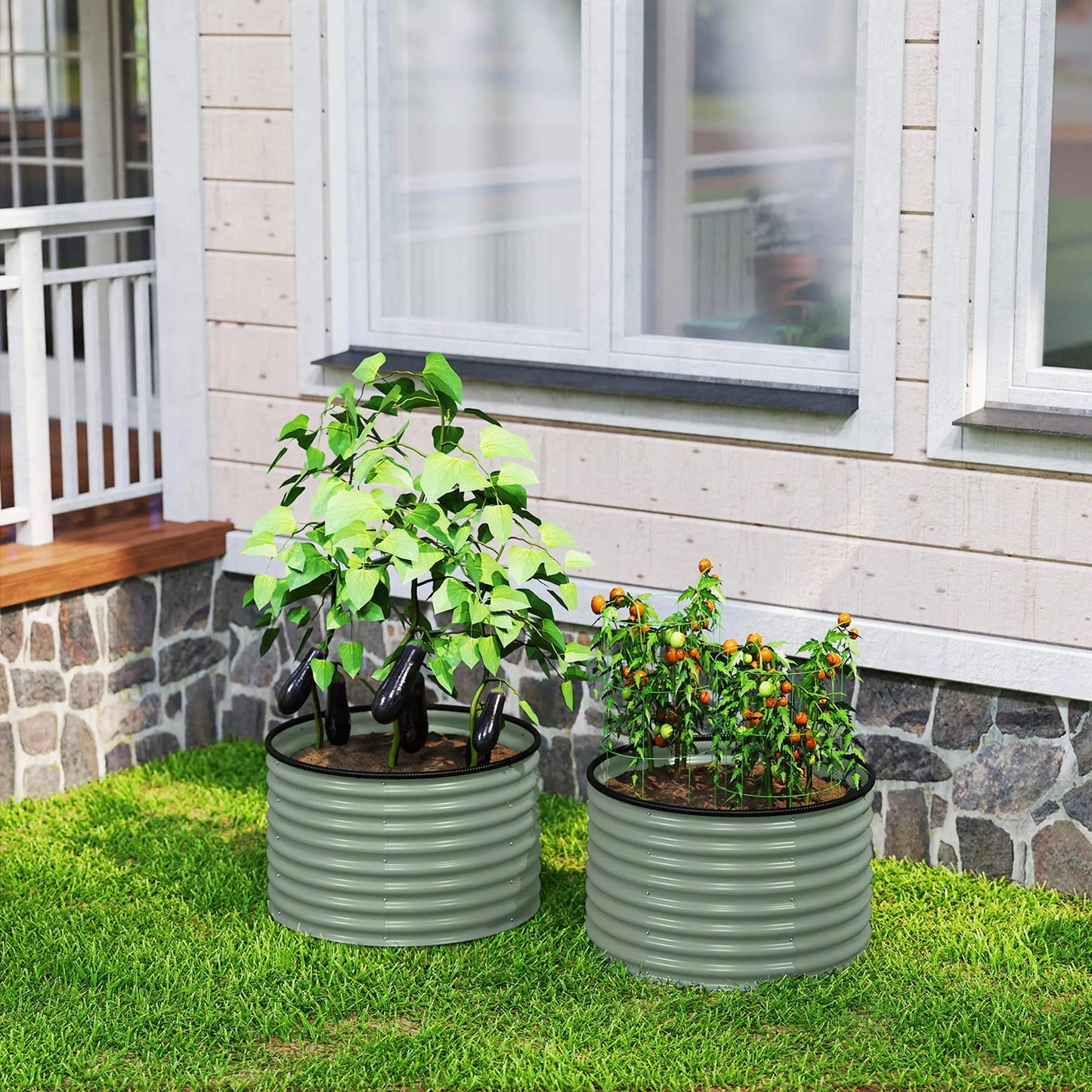 Set Of 2 Metal Raised Garden Beds, Easy To Assemble, Green Galvanized Planter Boxes at Gallery Canada