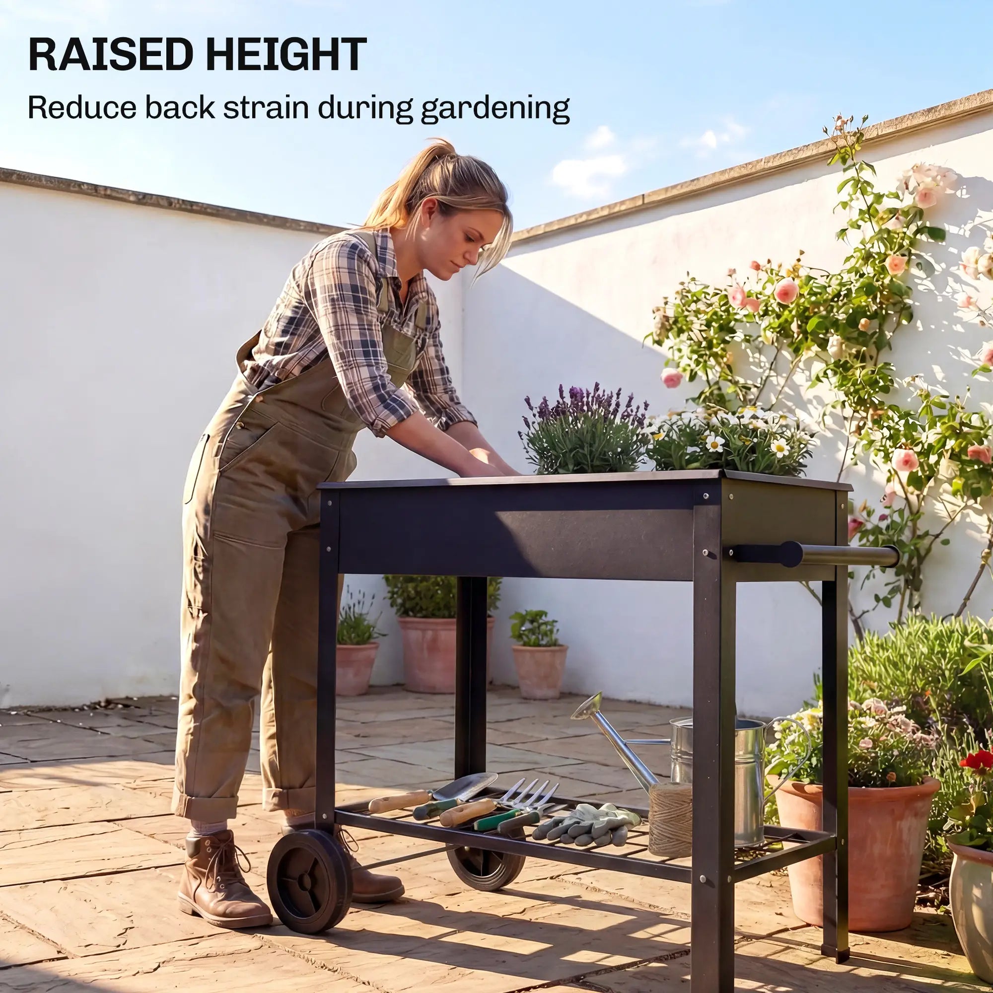 Metal Raised Garden Bed, Elevated Planter Box, 31.5