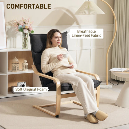 Modern Upholstered Armchair, Curved Leg, Living Room, Dark Grey Accent Chairs at Gallery Canada