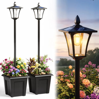 63" Solar Lamp Post Lights 2 Pack, Waterproof LED, Black Solar Post Lamps at Gallery Canada