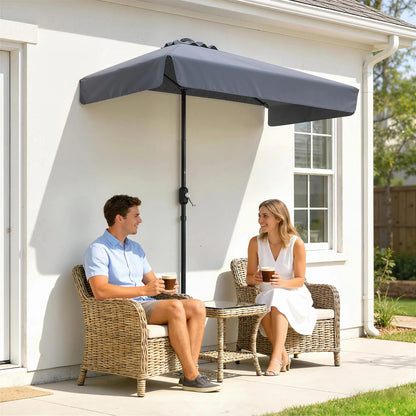 7.5ft Half Umbrella, Crank Handle, Top Vent, Dark Blue