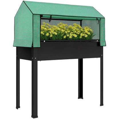 Raised Garden Bed Planter With PE Cover, Elevated Box With Drainage, Black Raised Garden Beds at Gallery Canada