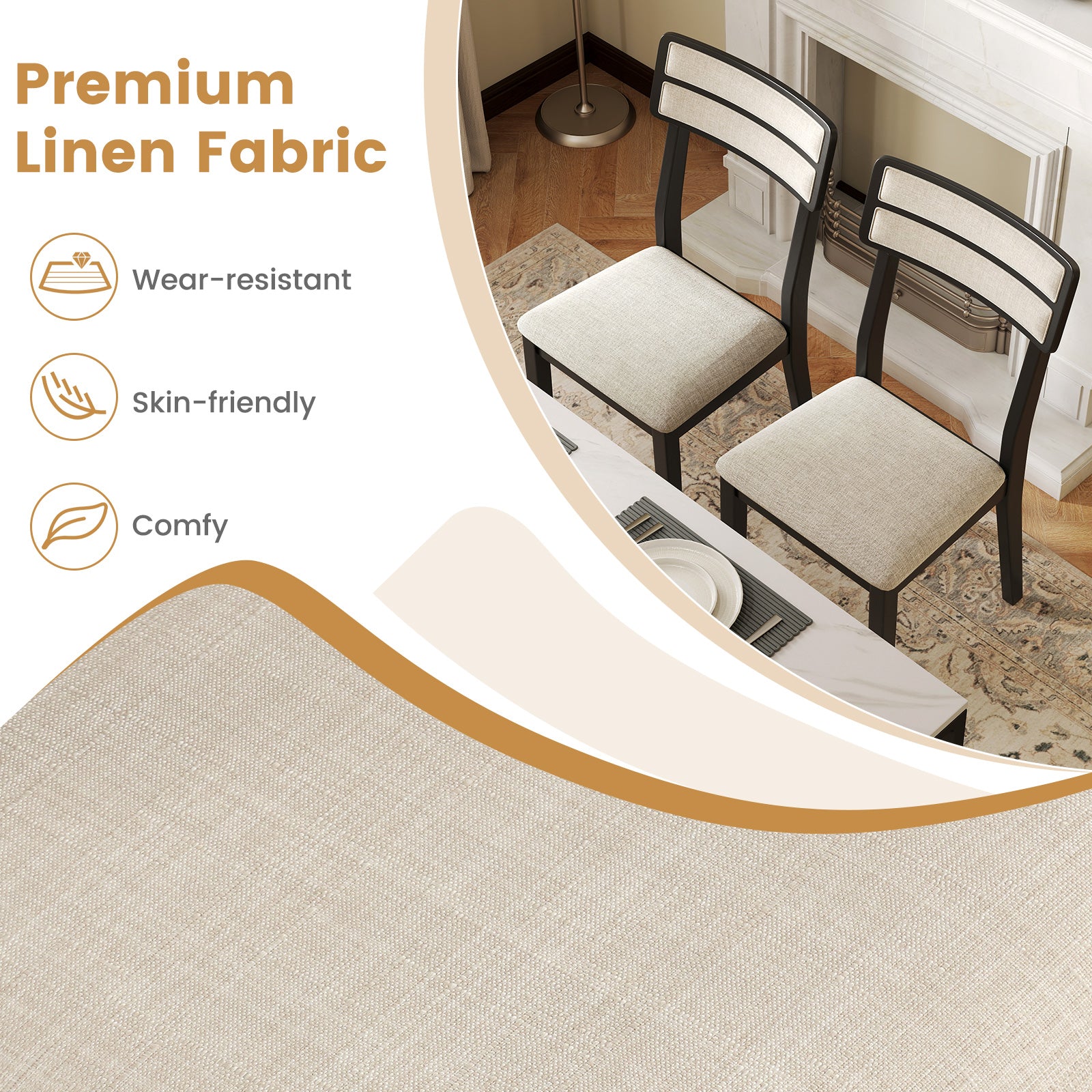 Modern Dining Chairs Set of 2 with Tilt Backrest for Dining Room, Black Dining Chairs at Gallery Canada