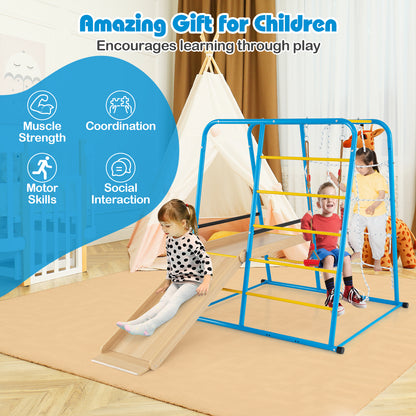6-in-1 Indoor Jungle Gym with Slide for Boys and Girls 3+ Years Old, Blue Climbers & Slides at Gallery Canada