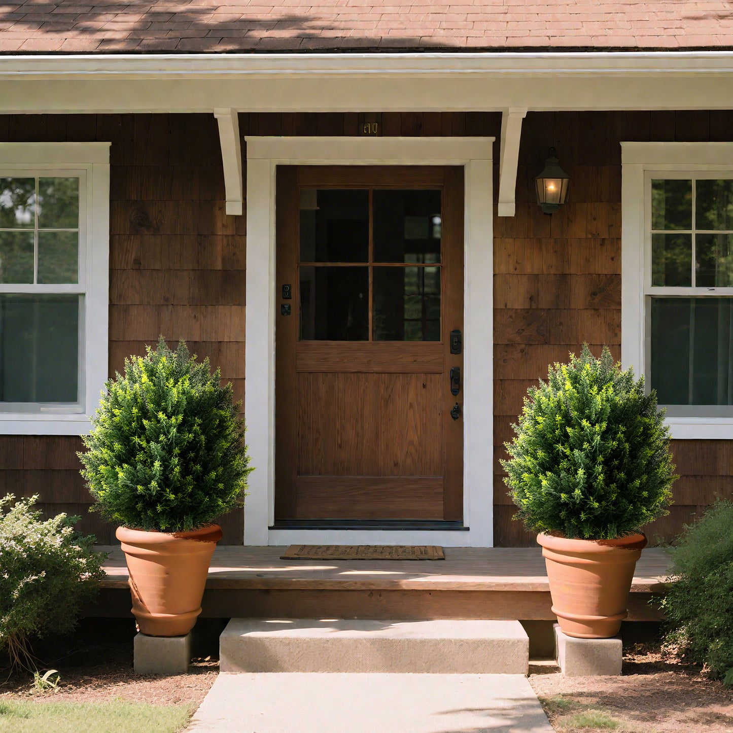 24 Inches Artificial Cypress Topiary Ball Tree Set with Ground Spike, Green Faux Plants at Gallery Canada