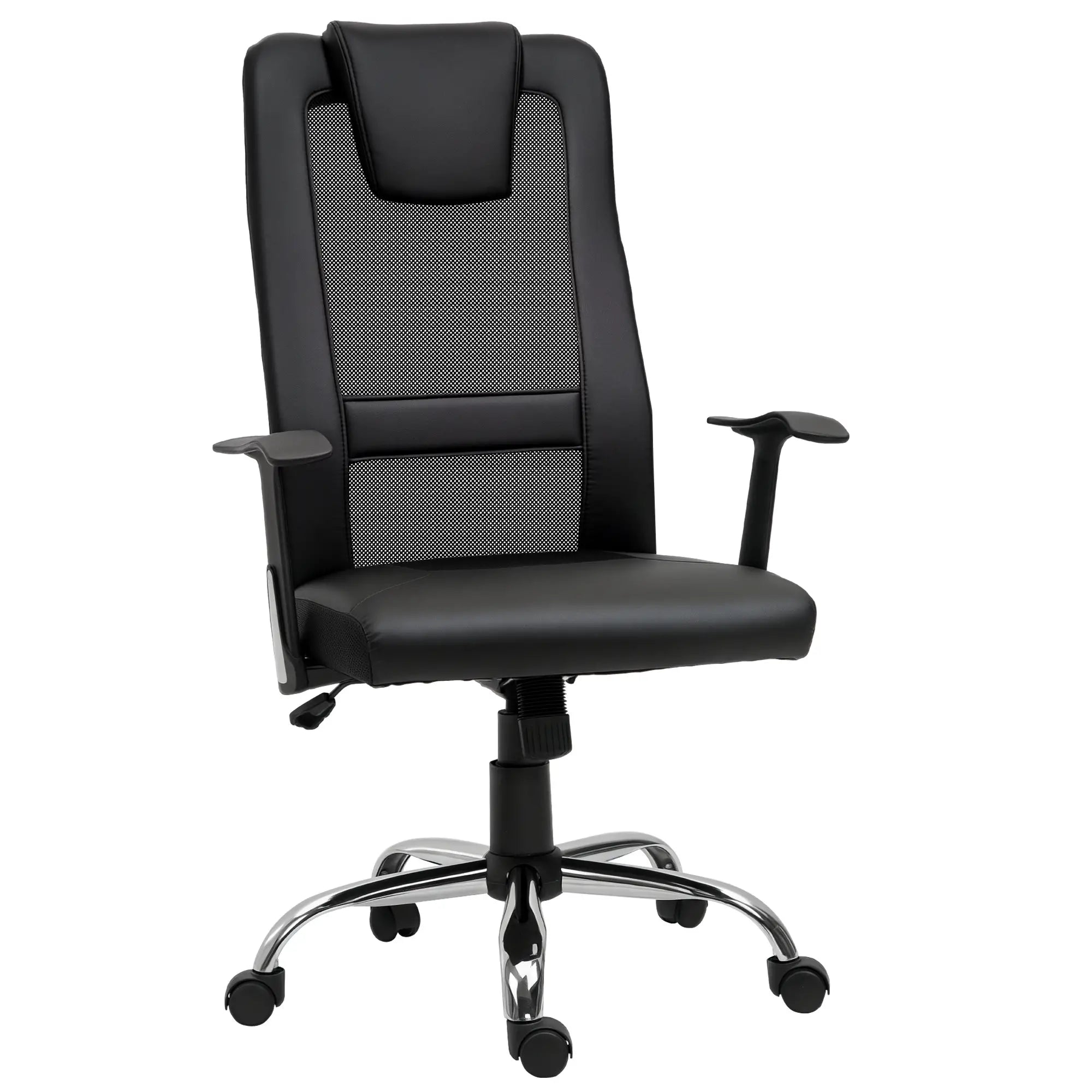 Ergonomic Office Chair, Thick Padded Headrest, Mesh Desk Chair, Tilt Function, Armrest, Black Task Chairs Black at Gallery Canada