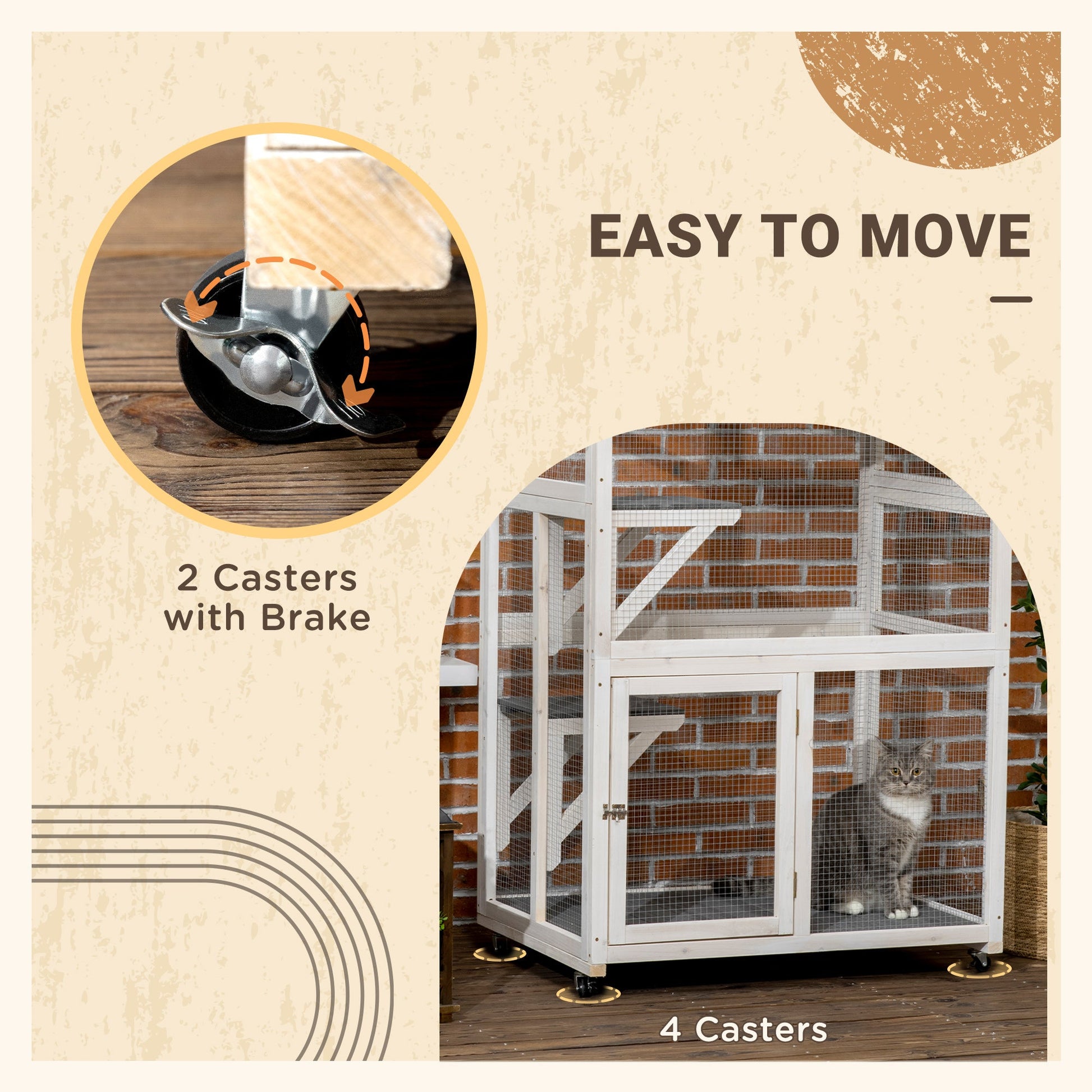 74" Wooden Outdoor Cat House Weatherproof &; Wheeled, Catio Outdoor Cat Enclosure with High Weight Capacity, Kitten Cage Condo, Gray at Gallery Canada